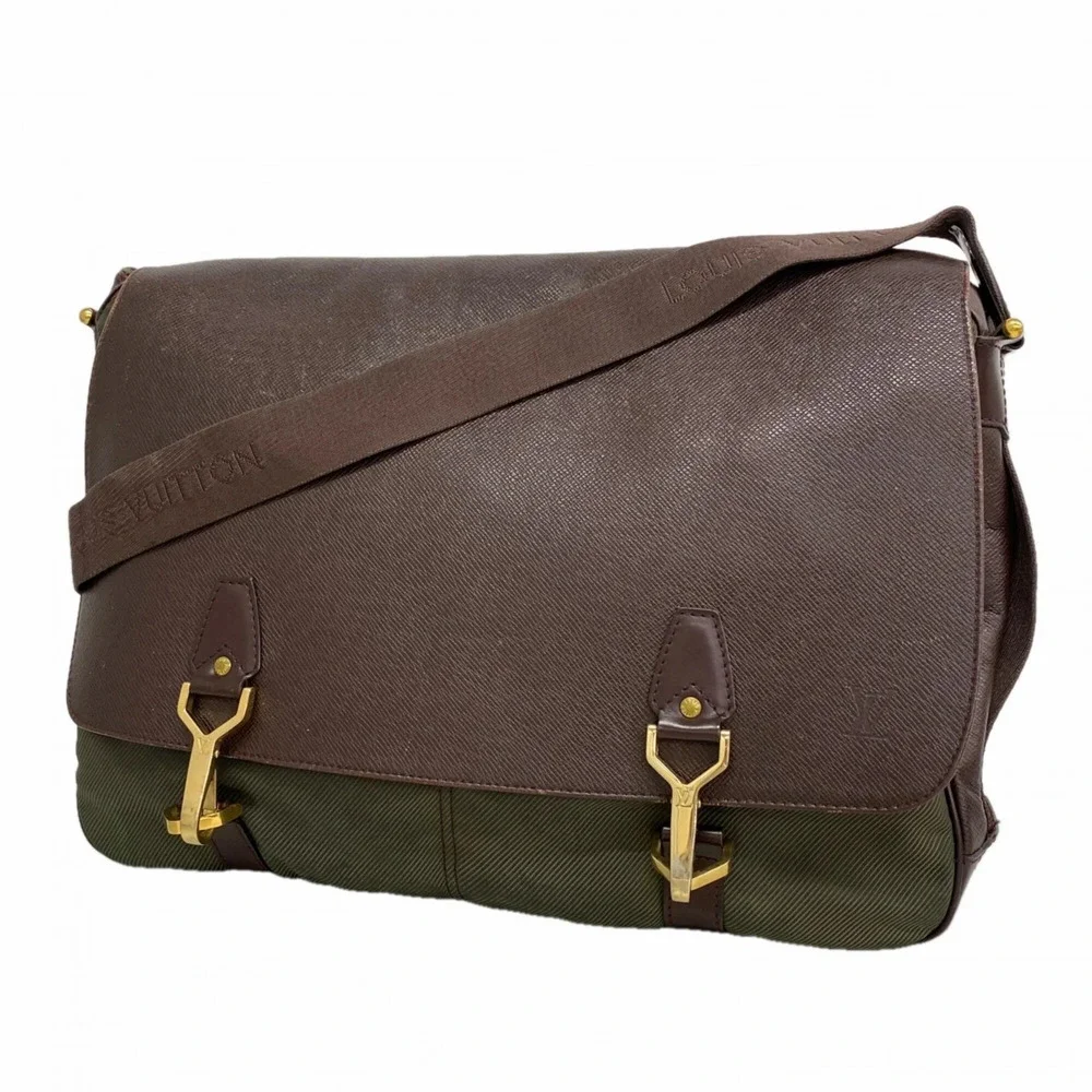 Louis Vuitton Brown and Olive Green Canvas Messenger Bag